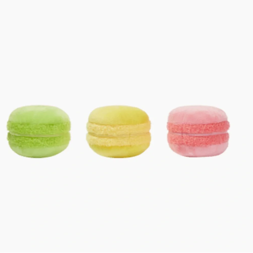 Large Macaron Plush Dog Toy Set - Green, Yellow, Pink
